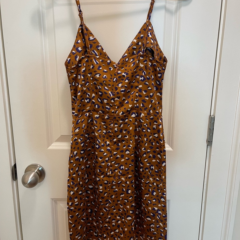J.O.A Leopard Print Brown Dress